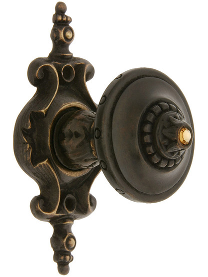 Portobello Jeweled Knob With Pembridge Back Plate in Dark Brass.